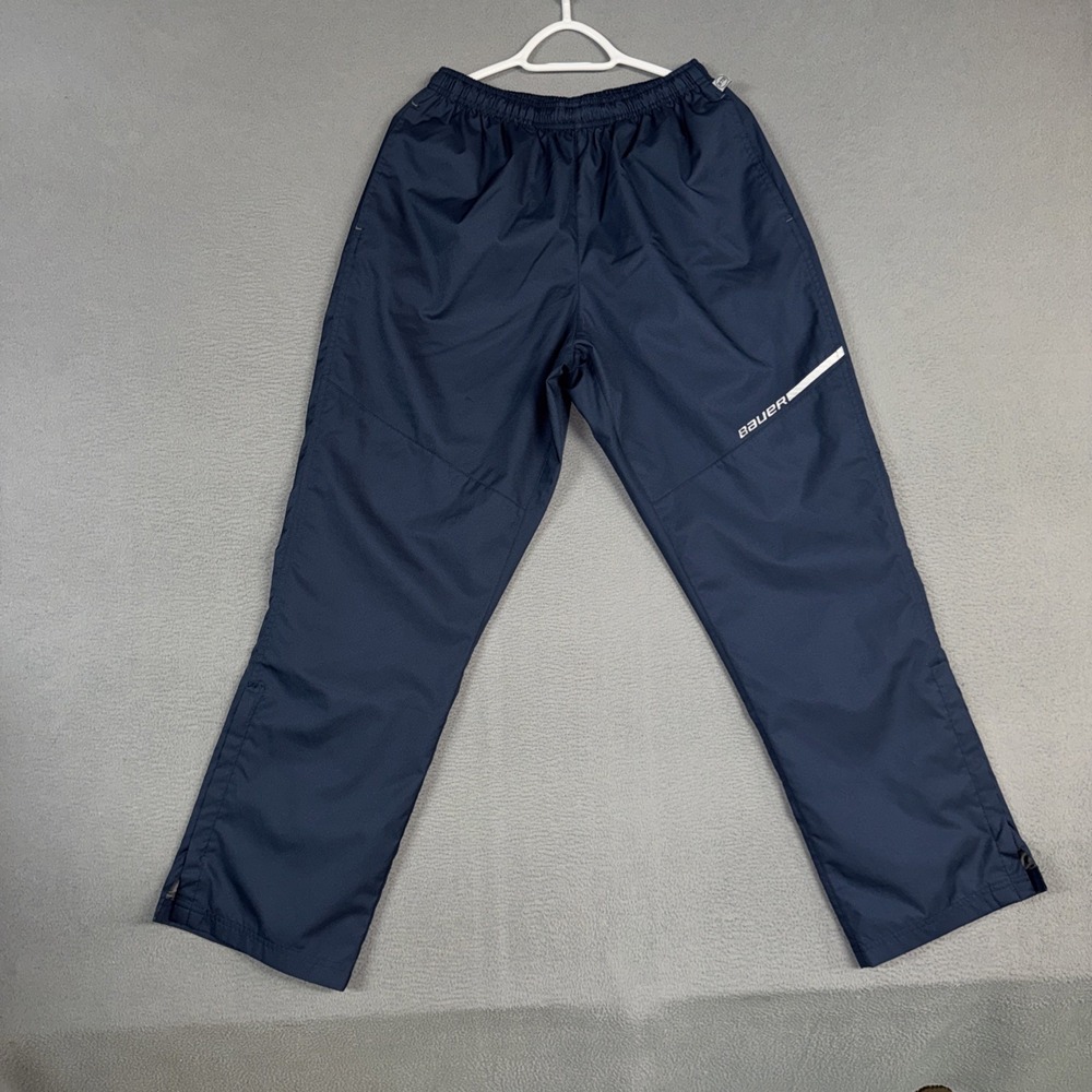 Bauer Team Warm Up Pants Mens Small Blue Lightweight Athletic Ankle Zip Hockey